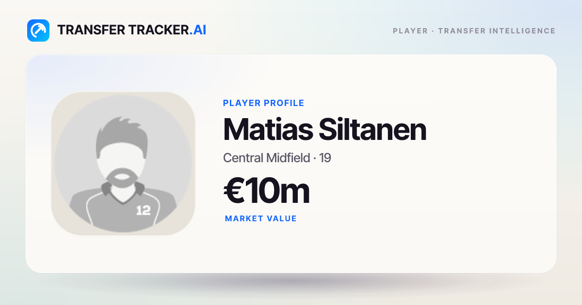 Matias Siltanen Transfer News, Rumours & Market Value | Djurgården